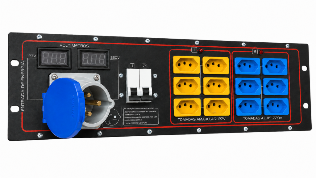 Main Power Compact Slim sem case AudioQuality em vista frontal para distribuição profissional de energia