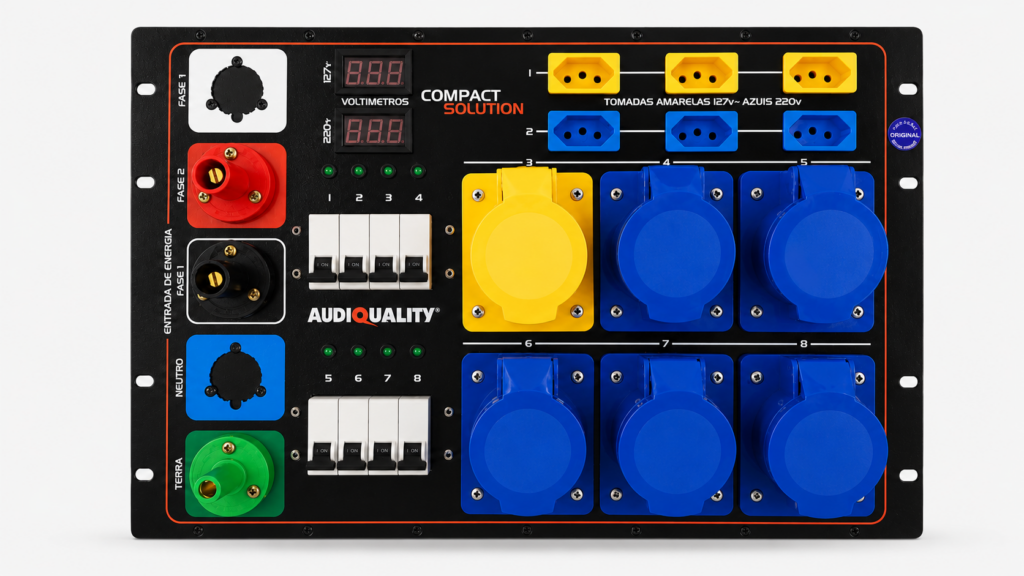 Main Power Compact Solution Max sem case AudioQuality em perspectiva com conectores Camlock