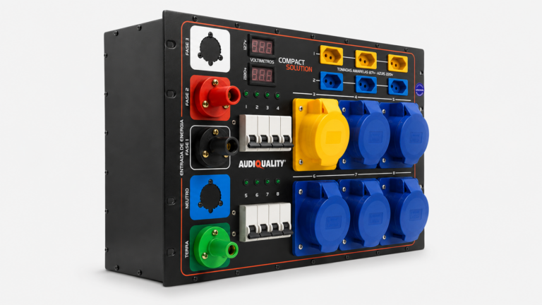 Painel do Main Power Compact Solution Max sem case AudioQuality com saídas em 127V e 220V
