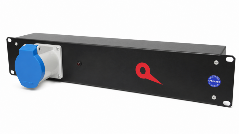 Distribuidor rack DRP-20A AudioQuality em rack 2UR com LED indicador e tomada azul 32A