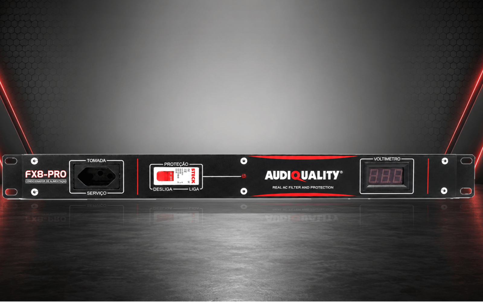 Condicionador Rack AudioQuality para proteção elétrica em formato rack