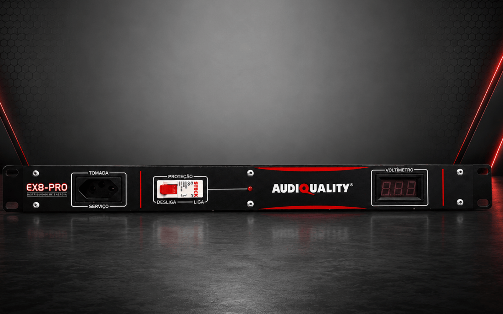 Distribuidor Rack AudioQuality para distribuição profissional de energia